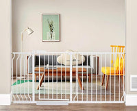 ALLAIBB Extra Wide Pressure Mounted Baby Gate Walk Through Child Kids Safety Toddler Tension White Long Large Pet Dog Gates with Extension for doorways Kitchen (66.93"-71.65"/170-182cm)
