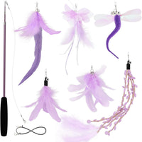 SONGWAY Cat Wand Toys for Indoor Cats - Purple