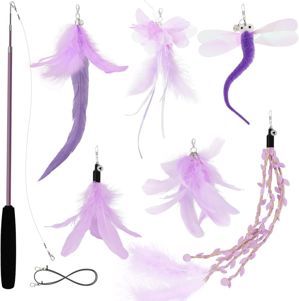 SONGWAY Cat Wand Toys for Indoor Cats - Purple