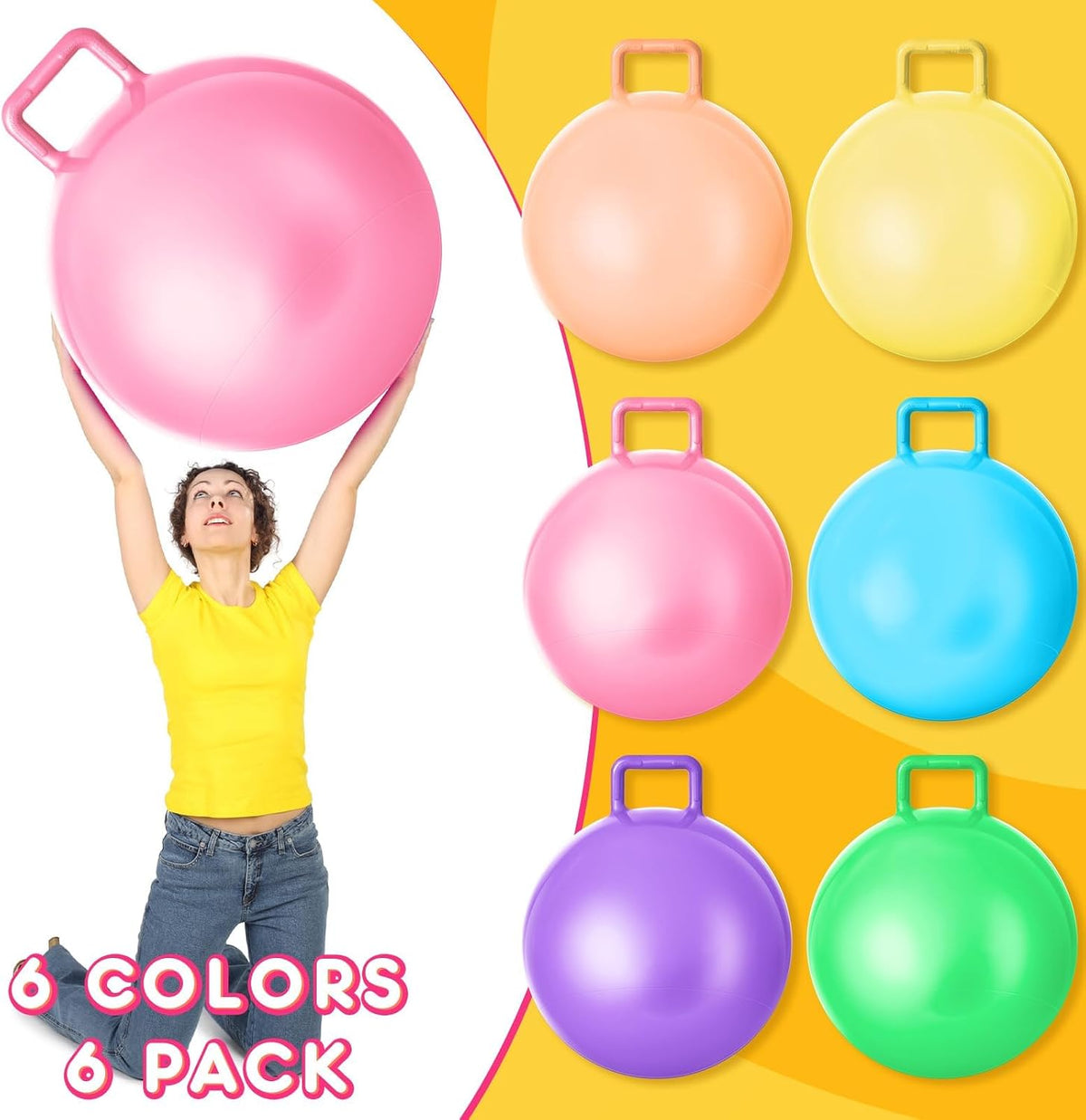 Lewtemi 6 Pcs Hopper Ball with Handle - Light Colors / 18 Inch - image 3