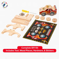 Little Jupiter DIY Wooden Kits w/Stickers, Kids Building Kit - Closed Wheel Race Car - image 3