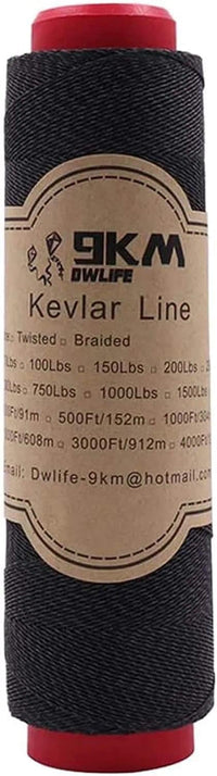 9KM DWLIFE kevlar kite string spool, heavy duty hollow braided cord