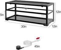 REPTIZOO 18 Gallon Turtle Tank Aquarium, 30"×12"×12" Tortoise Habitat Water-Land Ecological Turtle Tank with Drainage System Aquatic Aquarium