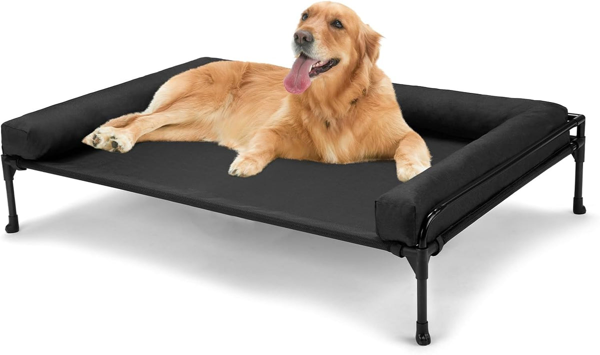 Veehoo Outdoor Elevated Dog Bed-Cooling Raised Dog Cot for Large - Black / 41.0"L x 27.0"W x 13.0"Th