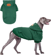 Small Dog Hoodie,Warm Winter Dog Sweater with Pocket & Leash Hole – Essentials for Dogs - Dark Green / 3XL (Back: 30",Chest: 37", Neck: 27")