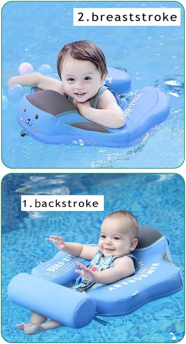 Mambobaby Float with Canopy Size Improved Non Inflatable Infant Baby - Sealion Blue - image 3