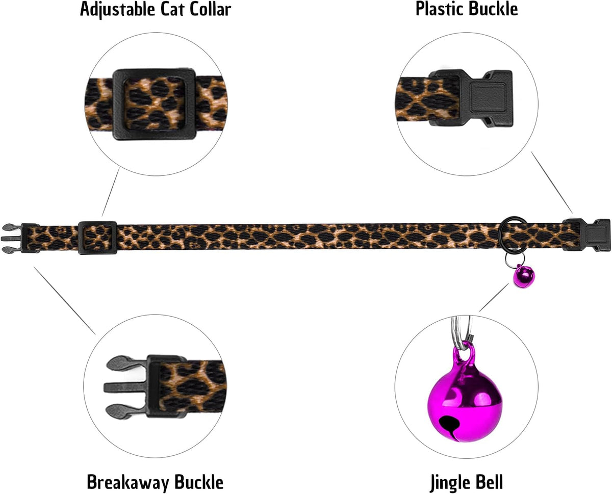 4PCS Breakaway Cat Collars with Bell - Animal Print - image 4