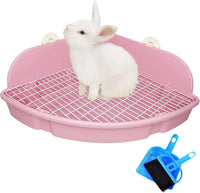 PINVNBY Large Rabbit Litter Box Bunny Corner Toilet Box Small Animal - Pink