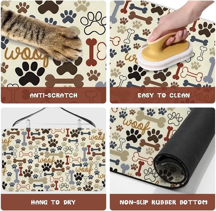 Dog Food Mats for Floors Waterproof - Beige / 24"L x 16"W - image 3