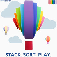 BLUE GINKGO 10-Piece Silicone Rainbow Stacker, Montessori Toy - 10 Layer - image 4