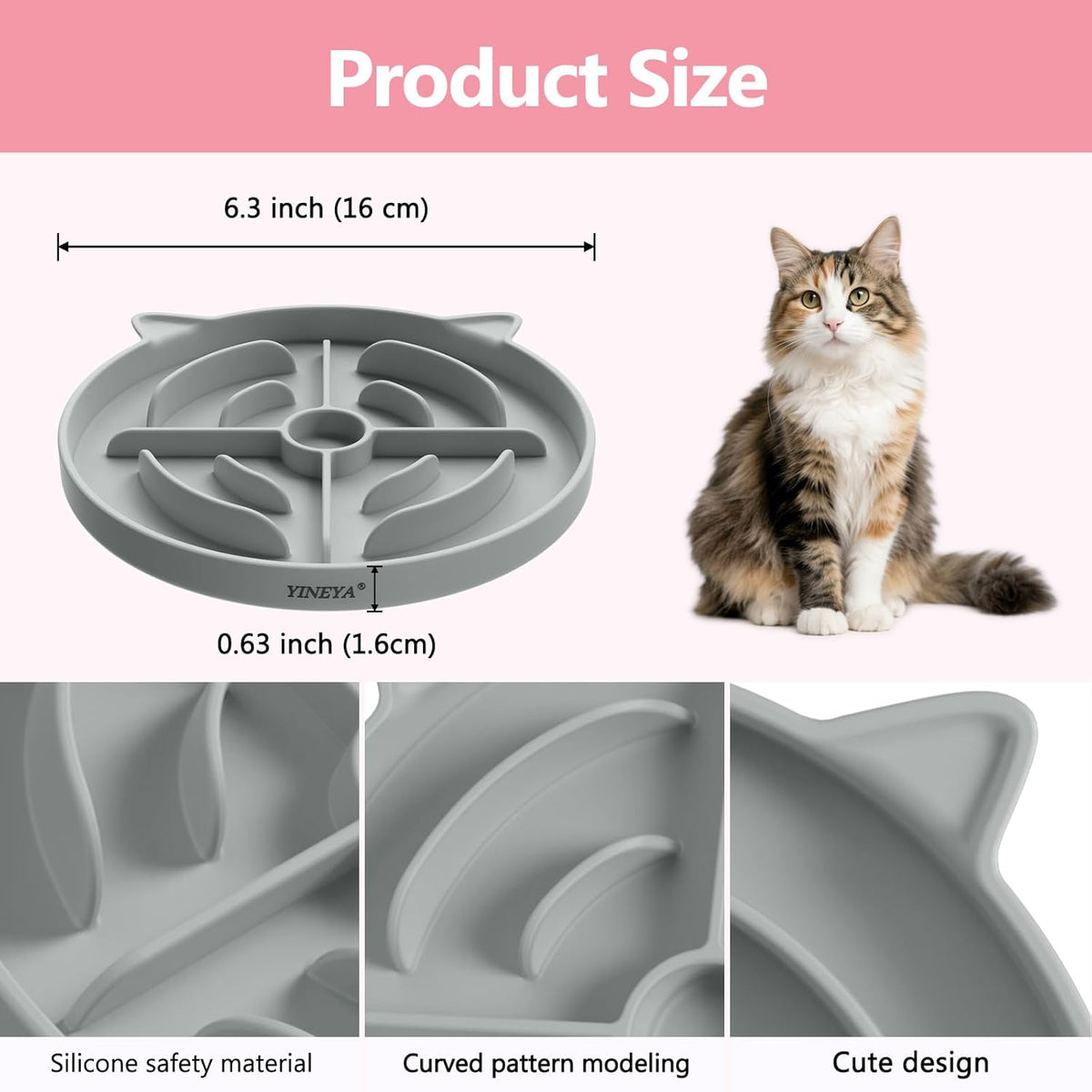 YINEYA 2 Pcs Silicone Slow Feeder Cat Bowl - image 3