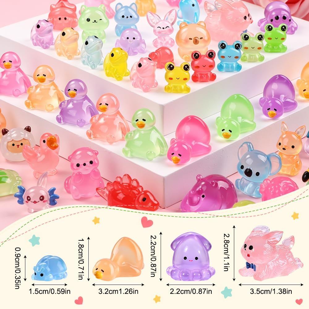 DIYDEC 60PCS Luminous Mini Resin Animals 60 Styles Miniatures Glow - 85PCS Luminous Mini figures - image 3