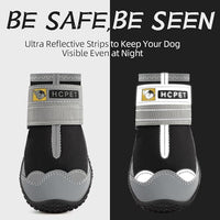 Hcpet Dog Shoes for Large Dogs, Waterproof Dog Booties for Small Medium Dogs, Anti-Slip Dog Boots & Paw Protectors for Hot Pavement Winter Snow Hiking with Reflective Straps Black Size 7
