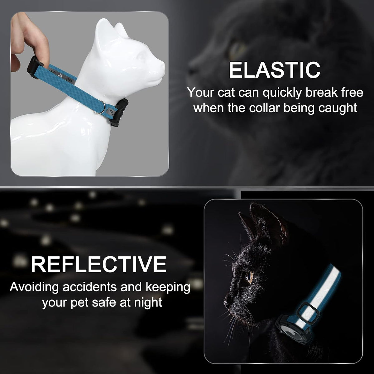 Reflective AirTag Cat Collar - Blue / S(9"-13") - image 2