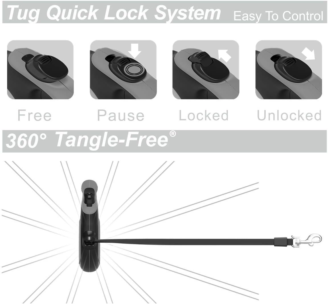 TUG Original Retractable Dog Leash - Grey / Medium - image 3