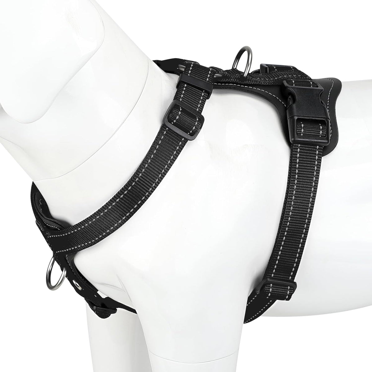 Plutus Pet No Pull Dog Harness with Leather Accents - XL / Black