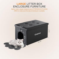 MEEXPAWS Cat Litter Box Enclosure Furniture Hidden, Cat Washroom Bench Storage Cabinet |Large 25.6'' x 17.7'' x 17.7''| Dog Proof | Waterproof Inside/Easy Clean | Easy Assembly | Odor Control(Black)