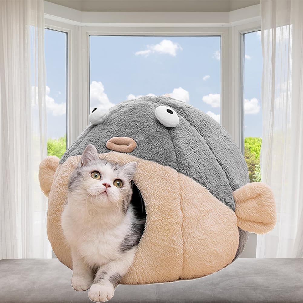 Cat Beds for Indoor Cats-Cat Bed Cave - XL 19.7'' / Grey