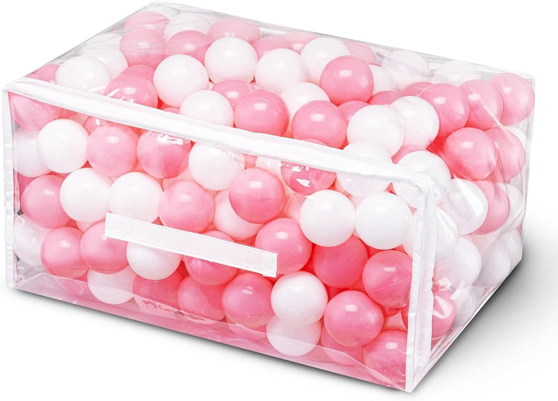 Vanland Ball Pit Balls, Plastic Playpen Balls for Babies Toddlers and Kids – Fun for Kids & Family - White+pink / 100 Balls