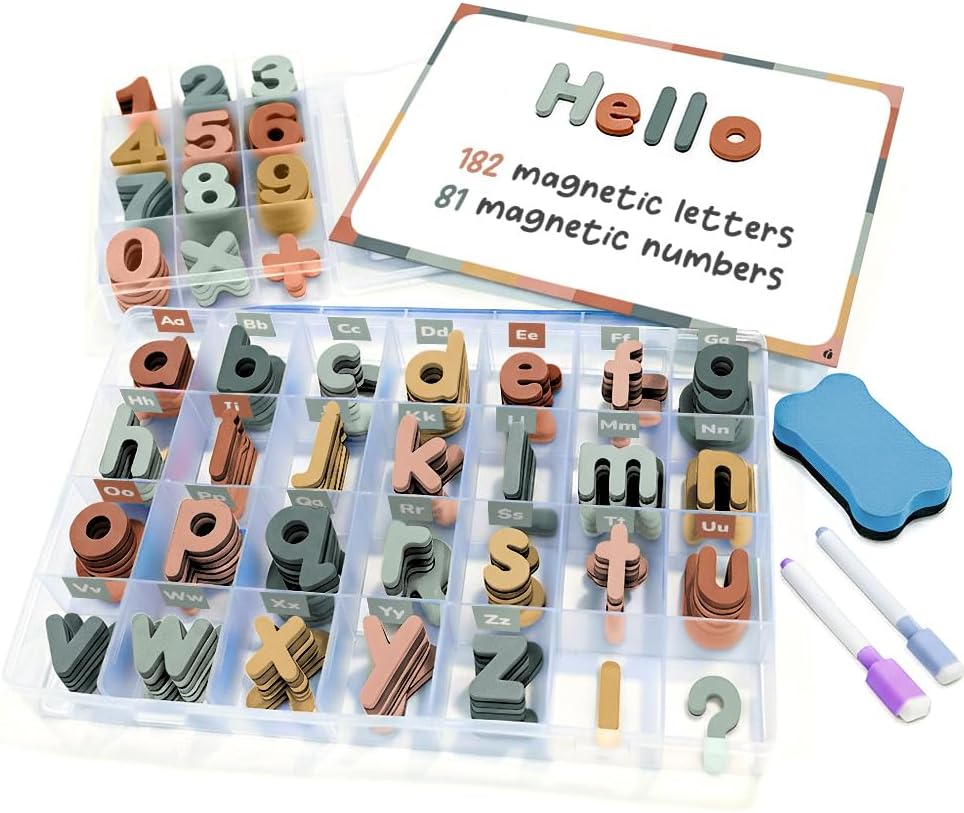 inamio Pastel Foam Magnetic Letters AND Numbers for Toddlers - 2 boxes - 263pcs