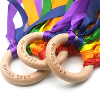 MEROCO 2-pack rainbow ribbon wands with natural wood rings and six fabric ribbons each - view 18