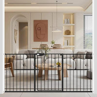 WAOWAO Triple Lock Baby Gate Extra Wide 67.32-72.04" Pressure Mounted Walk Through Swing Auto Close Safety Black Metal Dog Pet Puppy Cat for Stairs,Doorways,Kitchen