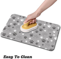 Dog Food Mat, Absorbent Water Bowl Mats Cat Pet Feeding Placemats Pink 20 * 12 inch – Essentials for Dogs - Light Gray / 24"L x 16"W - image 4