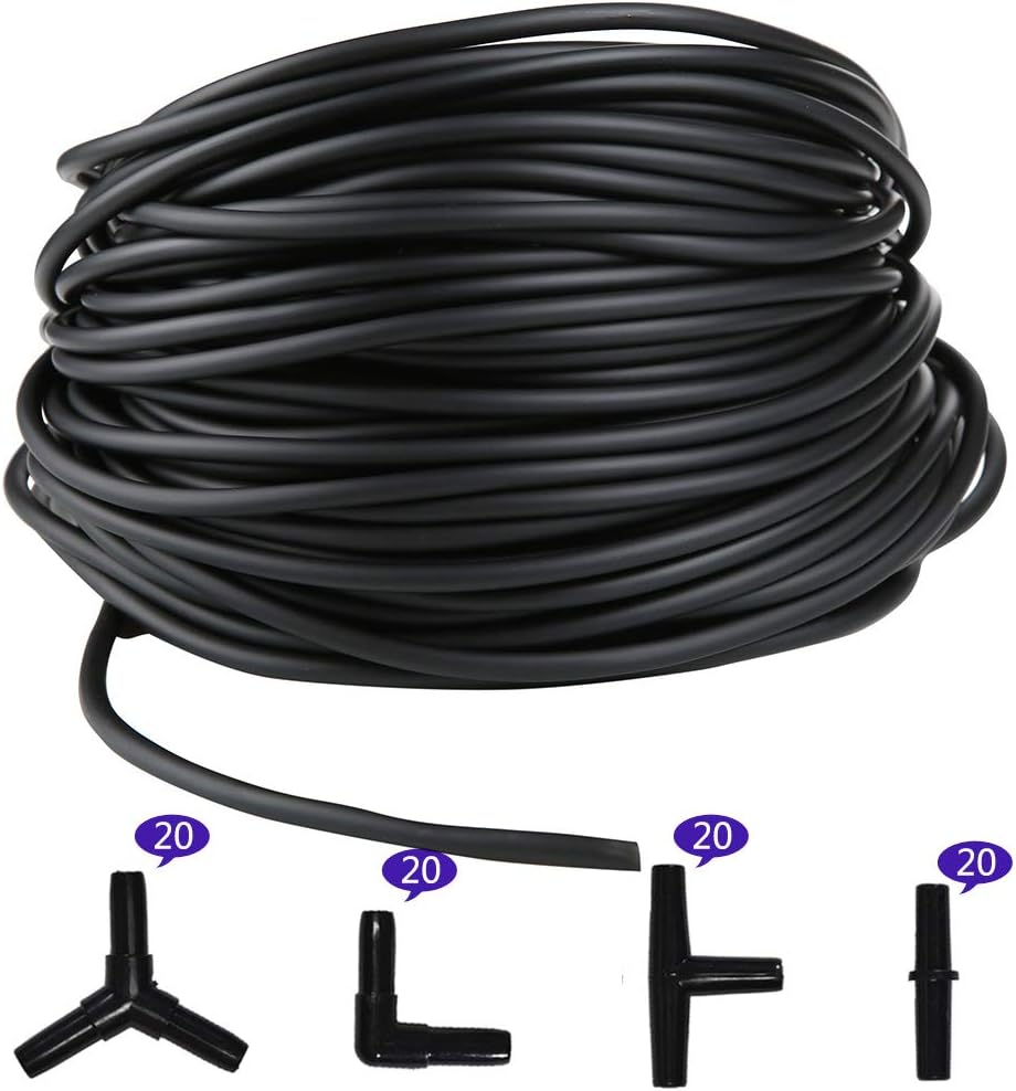 Aquarium 50 Feet Standard 3/16" Black Flexible Airline Tubing – Essentials for Fish - 165 Feet with connectors - image 2