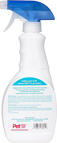 No Pee No Poop Cat Potty Training Spray, 16 Fl Oz – Non-Toxic Cat Spray No Mark for Urine/Marking/Pooping – Natural Pee Deterrent Spray – Indoor/Outdoor Keep Off