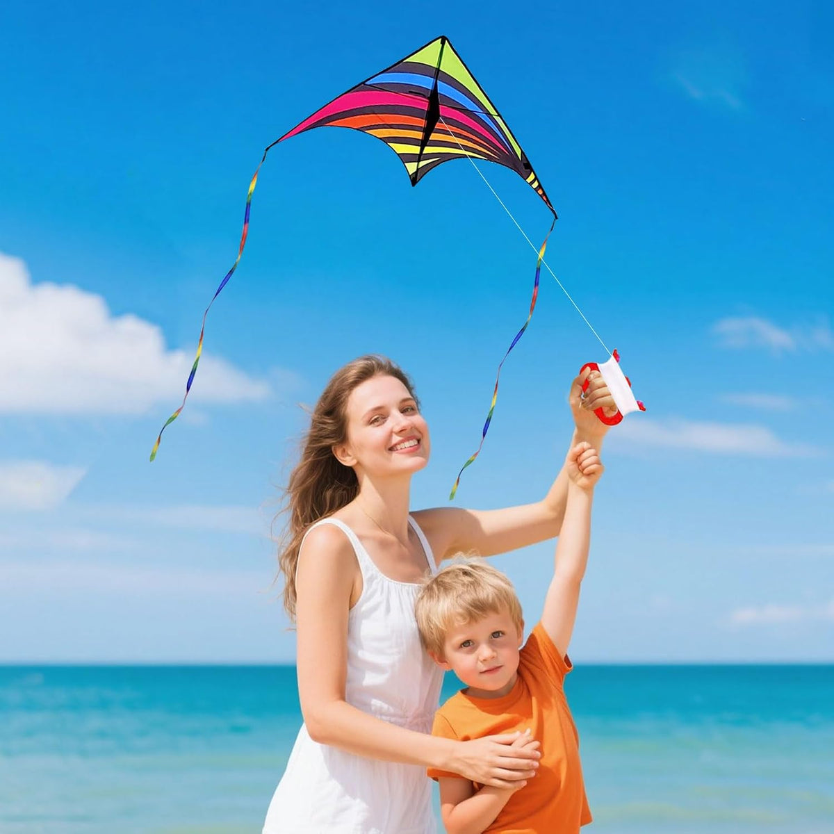 Delta Kite for Kids Ages 4-12 - 1 / Blue&Rainbow - image 3