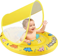 Swimbobo baby pool float with sun canopy and safety seat, Yellow Dinosaur design - view 3