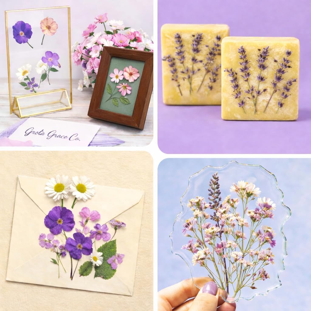 Greta Grace Co. extra large 11x11 wooden flower press kit with blotting papers and tools - view 4