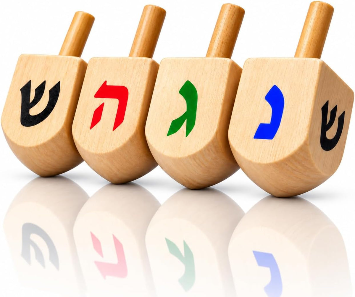 10-Pack Natural Wood Dreidels Hanukkah Draydel with English - 10-Pack - image 2