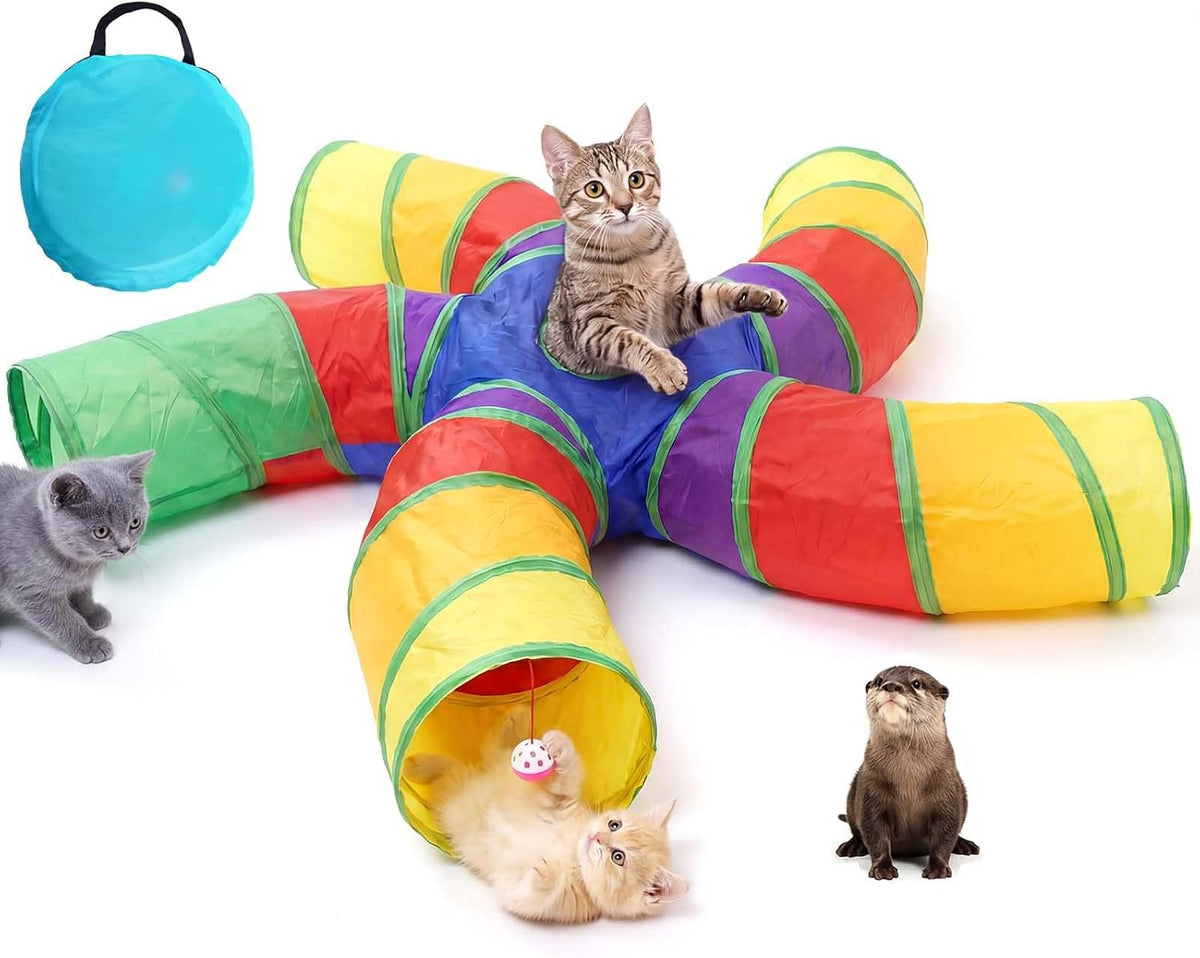 Bemodst Cat Tunnel for Indoor Cats - Rainbow-5 Way
