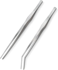 2 Pcs 15 Inch Tweezers, Heavy Duty Reptile Feeding Tongs, Aquarium Tongs, Reptile Tweezers Feeding, Reptile Tongs, Straight and Curved Long Tweezers for Aquarium and Terrarium