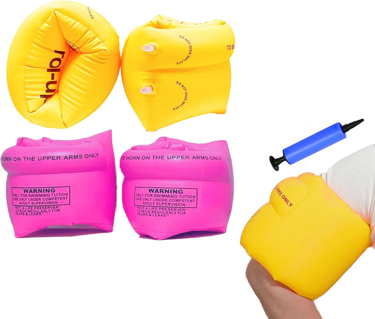Ztikug inflatable arm floaties, 2 pack of PVC swim arm bands with inflater - view 4