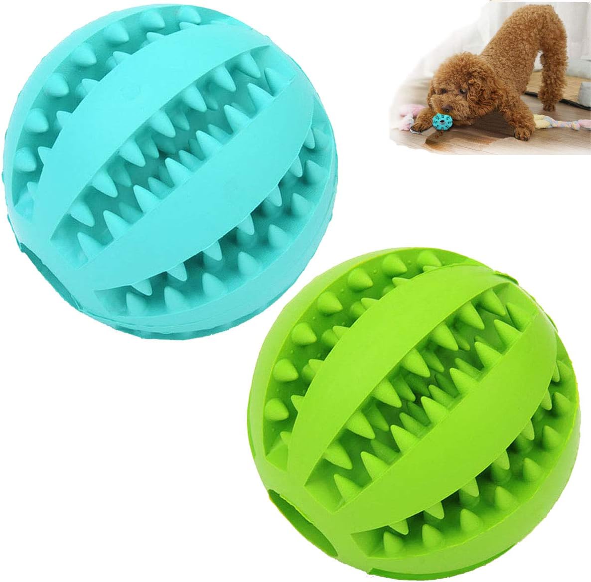 Sunglow 2 Pack Dog Toy Ball – Essentials for Dogs - Blue/Green / 2 in