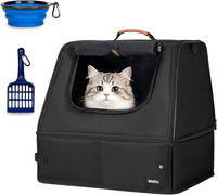 Portable Cat Travel Litter Box with Lid and 10 Pcs Disposable Liner - BLACK XL