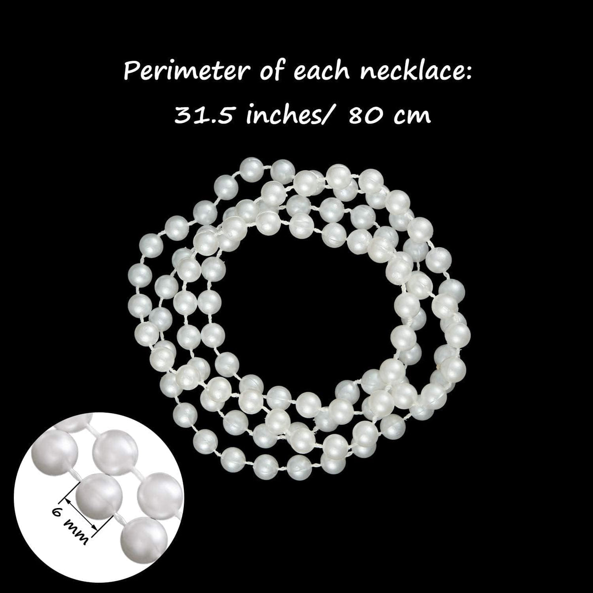 Hicarer 24 Pcs 31.5 Inch White Faux Pearl Necklaces Bulk – Fun for Kids & Family - 24 - image 3