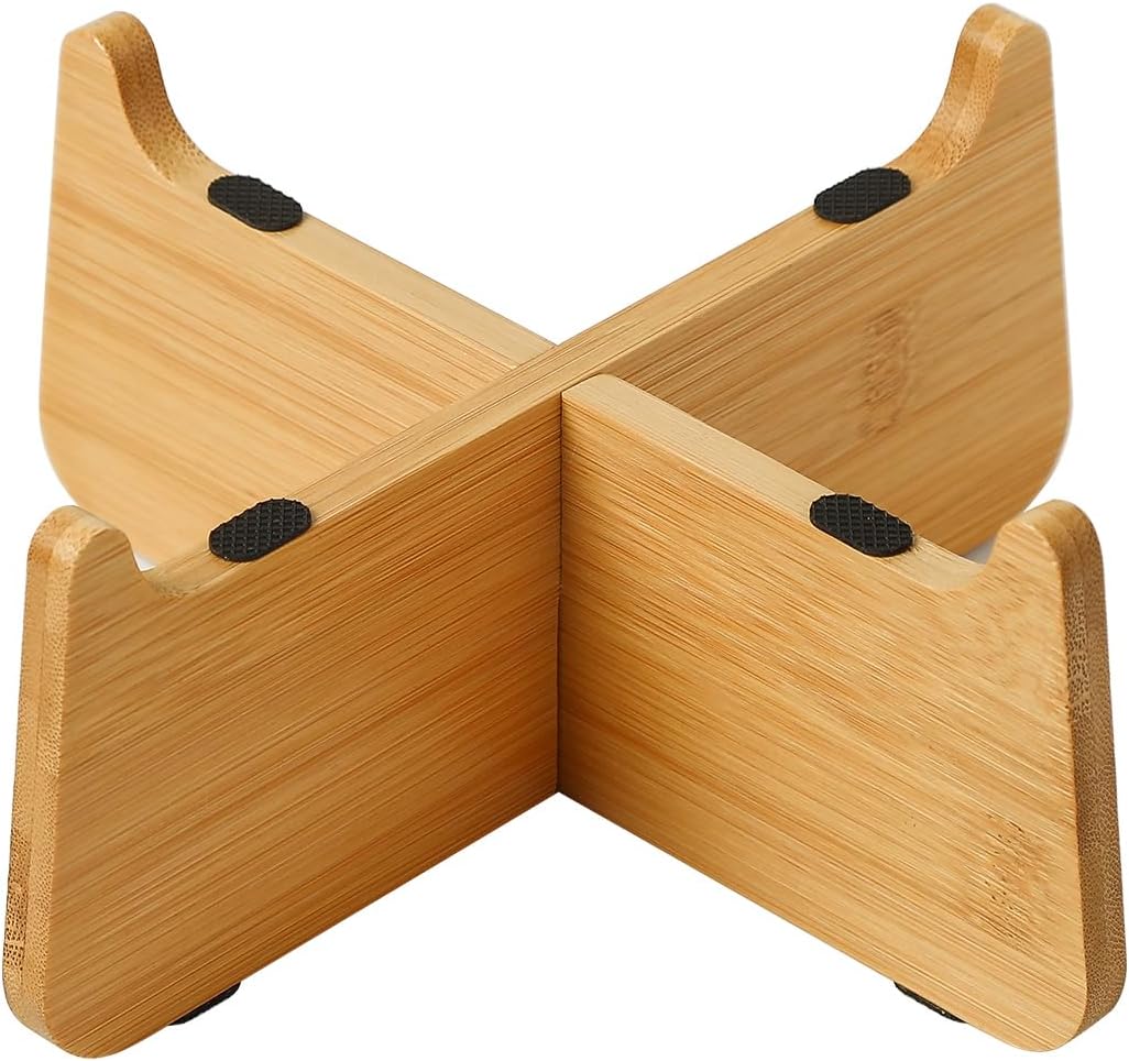 Elevated Cat Bowl Stand, Bamboo Base for Cat Dish