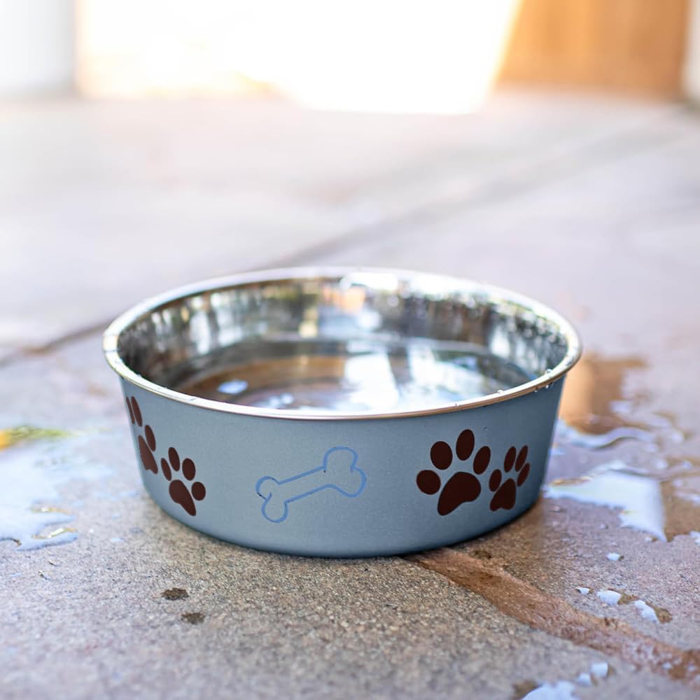 Loving Pets Bella Dog Bowls, Stainless Steel Dog & Cat Bowls - Blueberry / Large (35-65lbs) - image 2