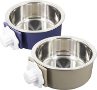 Stainless Steel Removable Pet Food Bowl - (Round) Dark Blue/Grey / 2