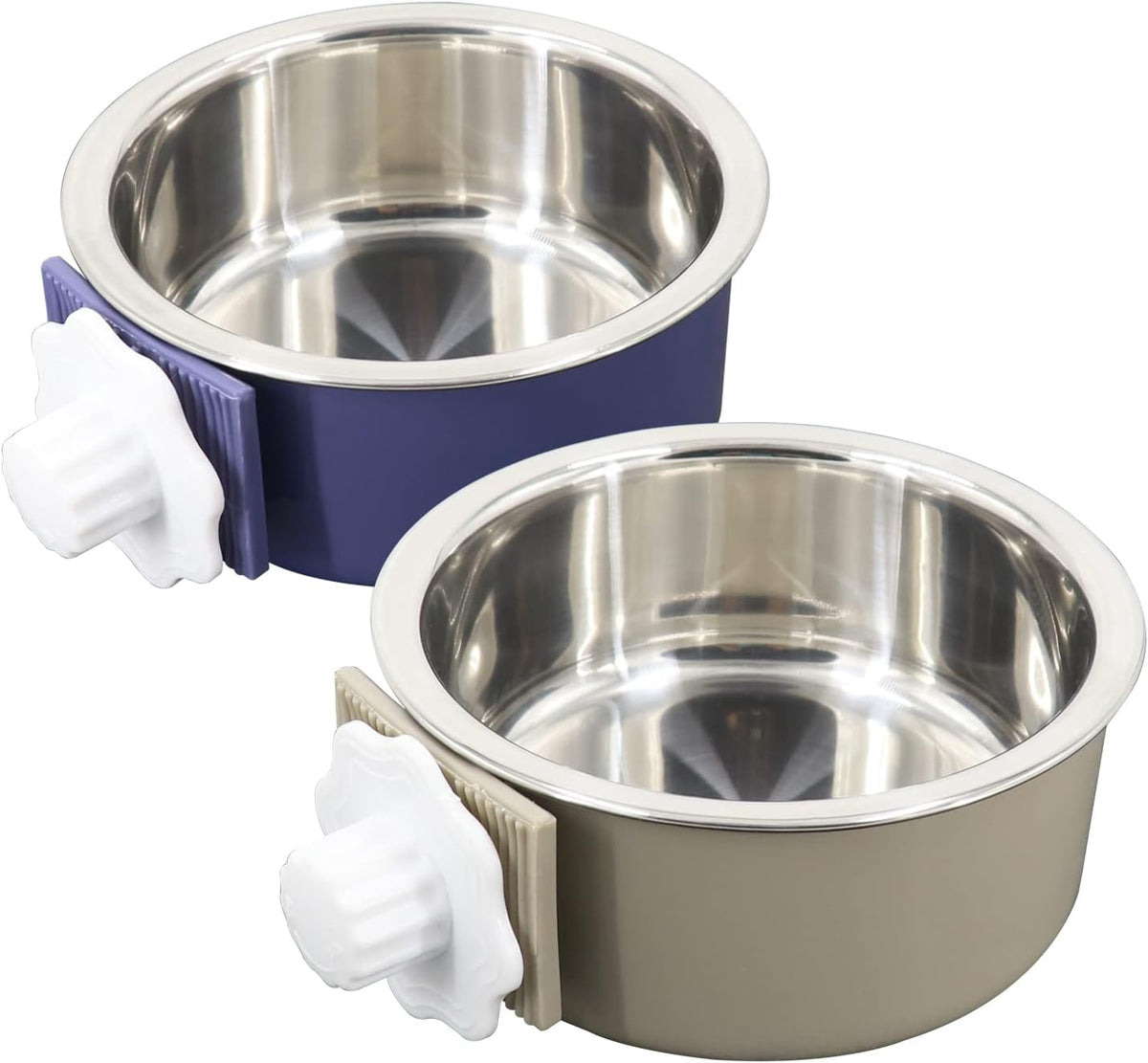 Stainless Steel Removable Pet Food Bowl - (Round) Dark Blue/Grey / 2