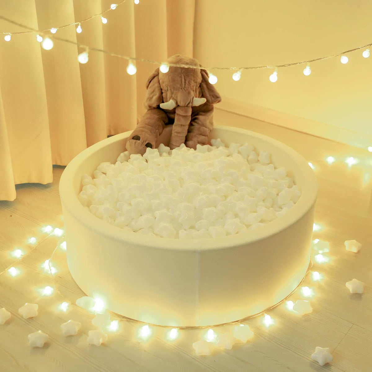 TRENDPLAY 100 star-shaped plastic ball pit balls in pearl gold with storage bag - view 19