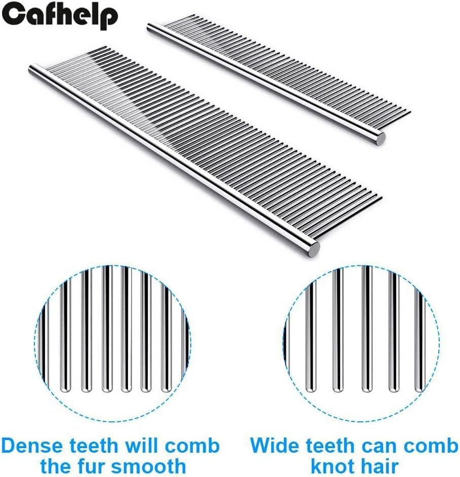 Cafhelp 2 Pack Dog Combs with Rounded Ends Stainless Steel Teeth - image 3