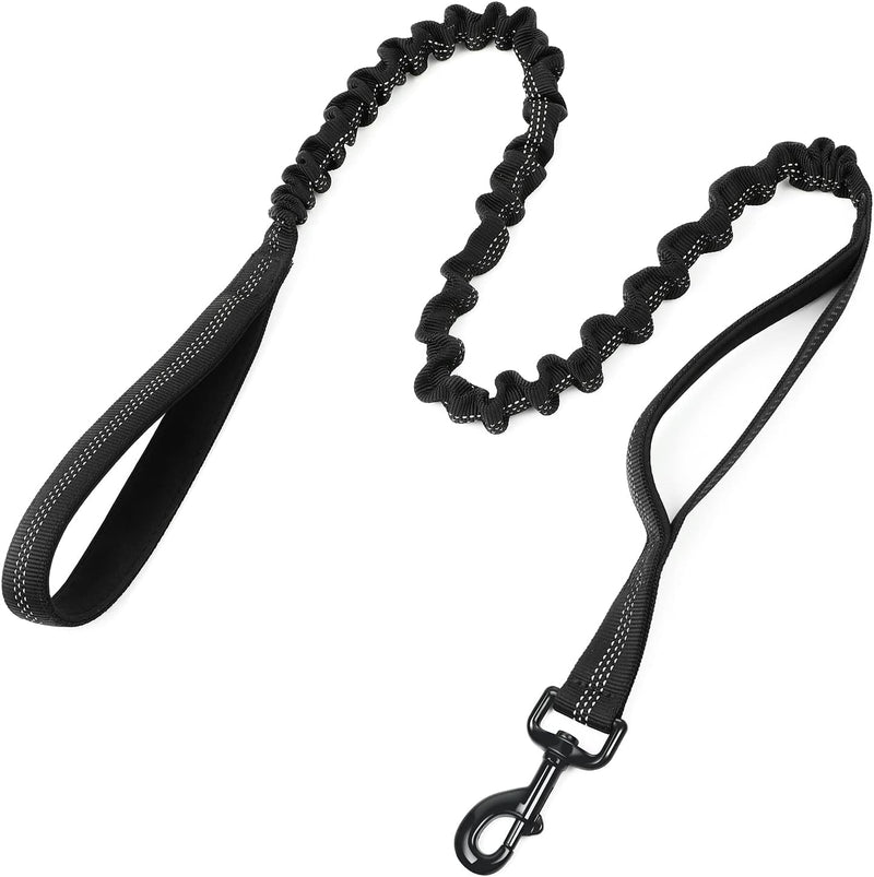 rabbitgoo Tactical Dog Leash, Heavy Duty Training Bungee Lead – Essentials for Dogs - Black / Max: 5.2ft