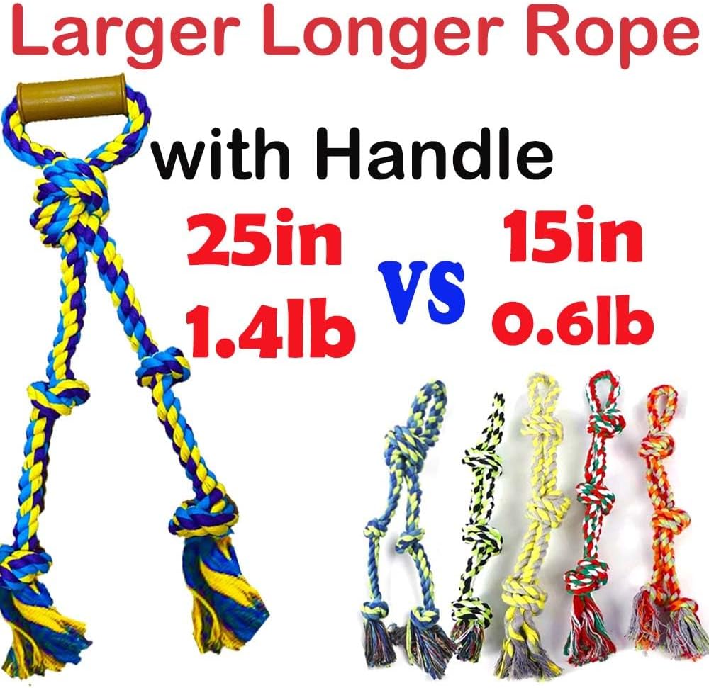 Extra Large Dog Rope Toys for Aggressive Chewers, Tug of War - yellowpurple - image 2