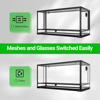 REPTI ZOO 50 Gallon Reptile Glass Tank Terrarium 2 in 1 Side Meshes - 36" x 18" x 17.75" (50 Gallon) - image 2