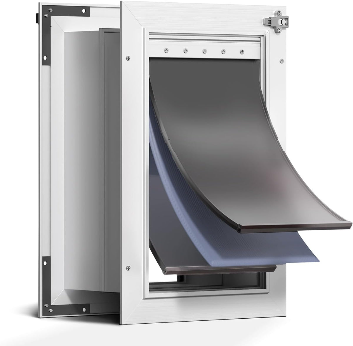 3-Flaps Insulated Aluminum Dog Door for Wall, Pets Up to – Essentials for Dogs - Medium