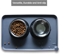 Hoki Found -Waterproof Pet Feeding Mats with High Lips - 19"L x 12"W / Gray - image 3